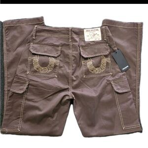 True Religion Brand Jeans Men’s Bracken Brown Cargo Pants Outline